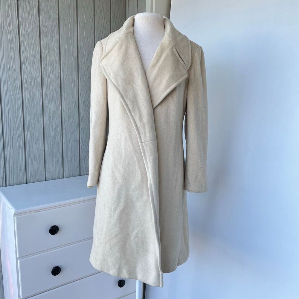VTG 50s Lorendale 100% Cashmere Ivory Wrap Coat Portrait Collar S/M